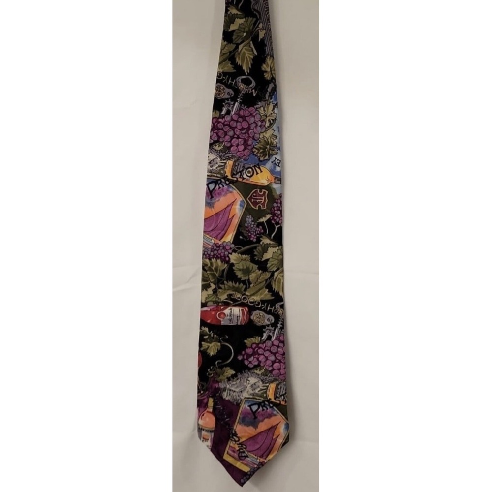 Nicole Miller Men's Tie Vintage 1992 Hand Sewn 100% Silk Wine Lovers